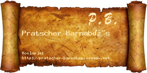 Pratscher Barnabás névjegykártya